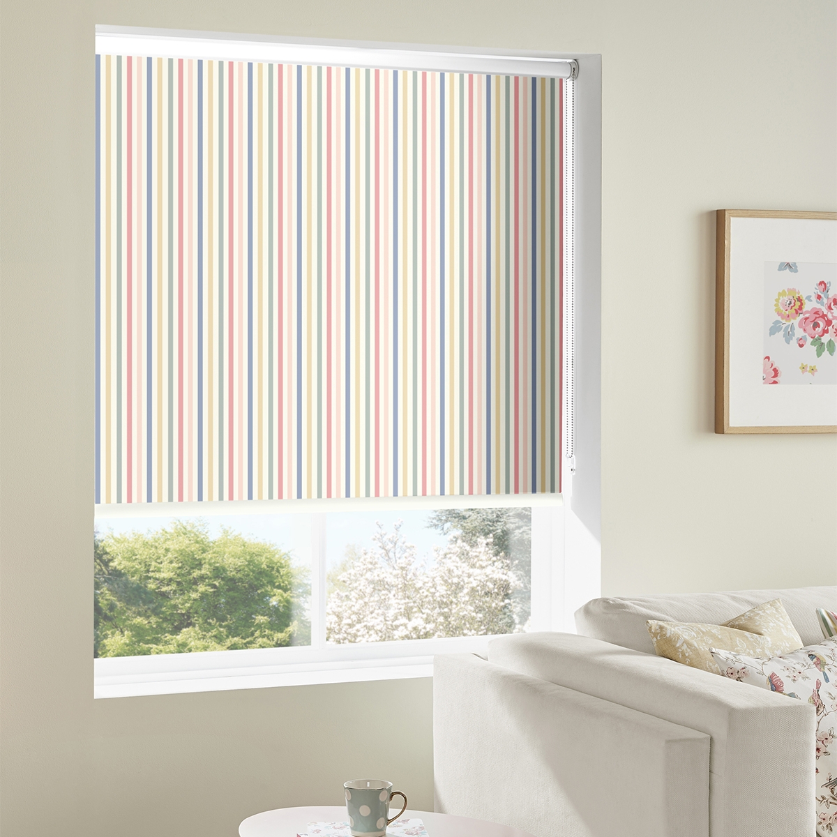 Product photograph of Cath Kidston Mid Stripe Chalk Roller Blind from Choice Furniture Superstore.